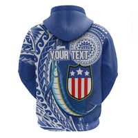 Personalised American Samoa Flag Day Zip Hoodie Fautasi Race Fagatogo-Iseula O Le Moana Sailfish Tribal Style LT03 - Polynesian Pride