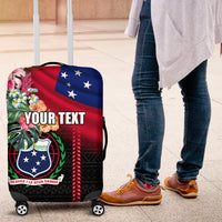 Personalised Samoa Indenpendence Day Luggage Cover Tropical Samoan Coat of Arms With Siapo Pattern LT03 Black - Polynesian Pride
