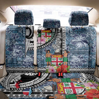 Fiji Day Back Car Seat Cover Traditional Tapa with Hibiscus and Emblems LT03 - Polynesian Pride