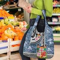 Fiji Day Grocery Bag Traditional Tapa with Hibiscus and Emblems LT03 - Polynesian Pride