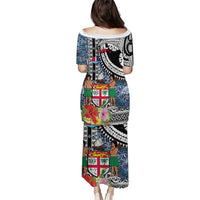 Fiji Day Puletasi Traditional Tapa with Hibiscus and Emblems