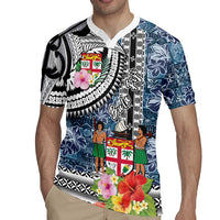 Fiji Day Rugby Jersey Traditional Tapa with Hibiscus and Emblems LT03 - Polynesian Pride