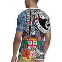 Fiji Day Rugby Jersey Traditional Tapa with Hibiscus and Emblems LT03 - Polynesian Pride