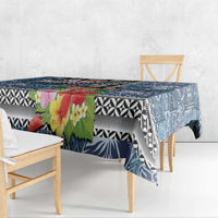 Fiji Day Tablecloth Traditional Tapa with Hibiscus and Emblems
