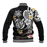 Hawaiian Tropical Plumeria Turtles Baseball Jacket Polynesian Art Tattoo