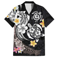 Hawaiian Tropical Plumeria Turtles Family Matching Summer Maxi Dress and Hawaiian Shirt Polynesian Art Tattoo