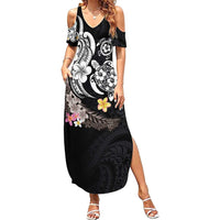 Hawaiian Tropical Plumeria Turtles Family Matching Summer Maxi Dress and Hawaiian Shirt Polynesian Art Tattoo