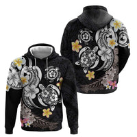 Hawaiian Tropical Plumeria Turtles Hoodie Polynesian Art Tattoo