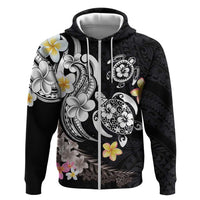 Hawaiian Tropical Plumeria Turtles Hoodie Polynesian Art Tattoo