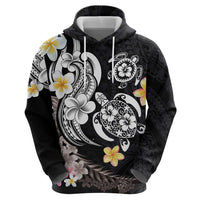 Hawaiian Tropical Plumeria Turtles Hoodie Polynesian Art Tattoo