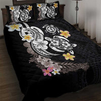 Hawaiian Tropical Plumeria Turtles Quilt Bed Set Polynesian Art Tattoo