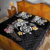 Hawaiian Tropical Plumeria Turtles Quilt Bed Set Polynesian Art Tattoo