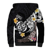 Hawaiian Tropical Plumeria Turtles Sherpa Hoodie Polynesian Art Tattoo