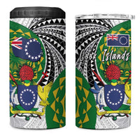Cook Islands Independence Day 4 in 1 Can Cooler Tumbler National Flag and Emblem with Tatau Tattoo LT03 One Size: 16 oz - Polynesian Pride