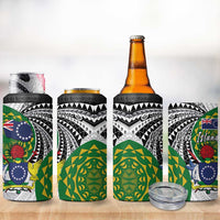 Cook Islands Independence Day 4 in 1 Can Cooler Tumbler National Flag and Emblem with Tatau Tattoo LT03 - Polynesian Pride