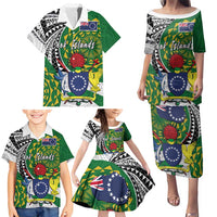 Cook Islands Independence Day Family Matching Puletasi and Hawaiian Shirt National Flag and Emblem with Tatau Tattoo LT03 - Polynesian Pride