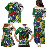Cook Islands Independence Day Family Matching Puletasi and Hawaiian Shirt National Flag and Emblem with Tatau Tattoo LT03 - Polynesian Pride