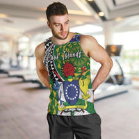 Cook Islands Independence Day Men Tank Top National Flag and Emblem with Tatau Tattoo