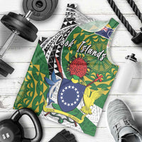 Cook Islands Independence Day Men Tank Top National Flag and Emblem with Tatau Tattoo
