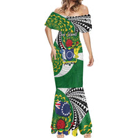 Cook Islands Independence Day Mermaid Dress National Flag and Emblem with Tatau Tattoo