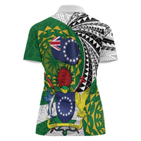 Cook Islands Independence Day Women Polo Shirt National Flag and Emblem with Tatau Tattoo