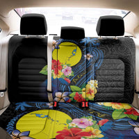 Palau Independence Day Back Car Seat Cover Melanesian Tattoo with Hibiscus