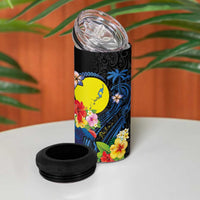 Palau Independence Day 4 in 1 Can Cooler Tumbler Melanesian Tattoo with Hibiscus LT03 - Polynesian Pride