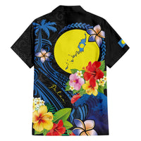 Palau Independence Day Family Matching Summer Maxi Dress and Hawaiian Shirt Melanesian Tattoo with Hibiscus