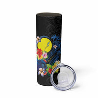 Palau Independence Day Skinny Tumbler Melanesian Tattoo with Hibiscus LT03 - Polynesian Pride