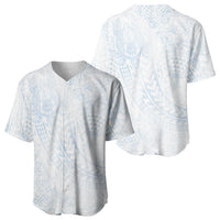 Hawaiian Turtles and Leis Baseball Jersey Tribal Kakau Pattern Airy White Blue Cloud Vibe