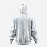 Hawaiian Turtles and Leis Zip Hoodie Tribal Kakau Pattern Airy White Blue Cloud Vibe