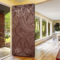 Hawaiian Turtles and Leis Door Cover Tribal Kakau Pattern Mocha Mousse Color