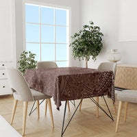 Hawaiian Turtles and Leis Tablecloth Tribal Kakau Pattern Mocha Mousse Color
