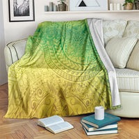 Hawaiian Turtles and Leis Blanket Tribal Kakau Pattern Fresh Summer Vibe