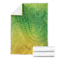 Hawaiian Turtles and Leis Blanket Tribal Kakau Pattern Fresh Summer Vibe