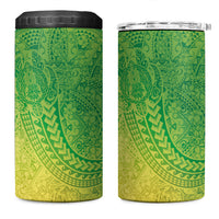 Hawaiian Turtles and Leis 4 in 1 Can Cooler Tumbler Tribal Kakau Pattern Fresh Summer Vibe