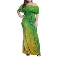 Hawaiian Turtles and Leis Family Matching Off Shoulder Maxi Dress and Hawaiian Shirt Tribal Kakau Pattern Fresh Summer Vibe