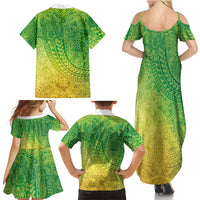 Hawaiian Turtles and Leis Family Matching Summer Maxi Dress and Hawaiian Shirt Tribal Kakau Pattern Fresh Summer Vibe