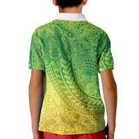 Hawaiian Turtles and Leis Kid Polo Shirt Tribal Kakau Pattern Fresh Summer Vibe