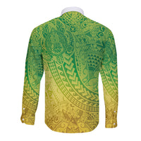 Hawaiian Turtles and Leis Long Sleeve Button Shirt Tribal Kakau Pattern Fresh Summer Vibe LT03 - Polynesian Pride