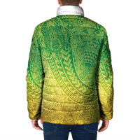 Hawaiian Turtles and Leis Padded Jacket Tribal Kakau Pattern Fresh Summer Vibe