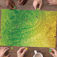 Hawaiian Turtles and Leis Puzzle Tribal Kakau Pattern Fresh Summer Vibe