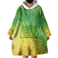 Hawaiian Turtles and Leis Wearable Blanket Hoodie Tribal Kakau Pattern Fresh Summer Vibe