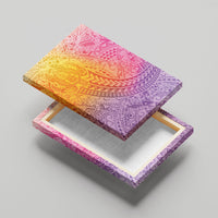 Hawaiian Turtles and Leis Canvas Wall Art Tribal Kakau Pattern Magical Rainbow Sky