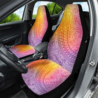 Hawaiian Turtles and Leis Car Seat Cover Tribal Kakau Pattern Magical Rainbow Sky