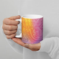 Hawaiian Turtles and Leis Ceramic Mug Tribal Kakau Pattern Magical Rainbow Sky