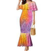Hawaiian Turtles and Leis Mermaid Dress Tribal Kakau Pattern Magical Rainbow Sky