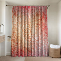 Hawaiian Turtles and Leis Bathroom Set Tribal Kakau Pattern Peach Fuzz Color