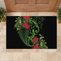 New Zealand Chameleon and Gecko Rubber Doormat Maori Silver Fern and Pohutukawa Decoration LT03 Green - Polynesian Pride