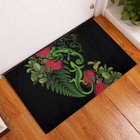 New Zealand Chameleon and Gecko Rubber Doormat Maori Silver Fern and Pohutukawa Decoration LT03 - Polynesian Pride